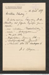k.k. naturhistorisches Hofmuseum, Intendanzakten 1885-1896 (Hauer), Aktenzahl Z.285/1889, Seite 1